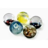 A COLLECTION OF FIVE ASSORTED CAITHNESS PAPERWEIGHTS, MODERN