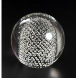 A CLEAR GLASS SPHERICAL BULLICANTE PAPERWEIGHT