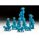 A GROUP OF TEN TURQUOISE-GLAZE FU-DOGS, REPUBLIC OF CHINA, 1949 -