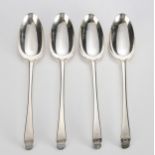A SET OF FOUR GEORGE III SILVER OLD ENGLISH PATTERN TABLESPOONS, THOMAS AND WILLIAM CHAWNER, LONDON,