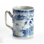 A CHINESE BLUE AND WHITE 'PAGODA' TANKARD, QING DYNASTY, QIANLONG, 1735 - 1796