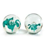 TWO GLASS PAPERWEIGHTS