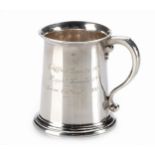 A GEORGE V SILVER CHRISTENING MUG, MAKER'S MARK RUBBED, 1921