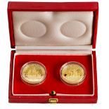 A CASED 'GROSVENOR BICENTENARY' COMMEMORATIVE SET OF TWO 18CT GOLD MEDALLIONS, 1982