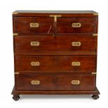 A TEAK AND BRASS-MOUNTED MILITARY CHEST, 19TH CENTURY