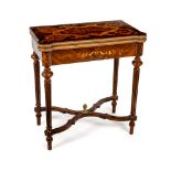 A WALNUT, INLAID AND GILT-METAL MOUNTED INLAID CARD TABLE