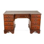 A MAHOGANY AND INLAID PEDESTAL DESK, EARLY 19TH CENTURY