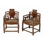 A RARE PAIR OF CHINESE HARDWOOD ARMCHAIRS,Â MEIGUIYI, QING DYNASTY, 19TH CENTURY