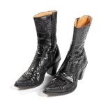 A PAIR OF VINTAGE R. SOLES SNAKESKIN COWBOY BOOTS