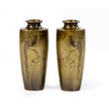 A PAIR OF JAPANESE 'COCKEREL' VASES, MEIJI PERIOD, 1868 - 1912