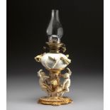 A VICTORIAN MOORE BROTHERS PORCELAIN OIL LAMP