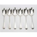 A SET OF SIX VICTORIAN OLD ENGLISH PATTERN SILVER TABLESPOONS, GOLDSMITHS AND SILVERSMITHS CO, LONDO
