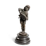 AFTER CHIPARUS: A BRONZE FIGURE OF A BOY PLAYING AN ACCORDIAN