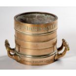 A BRASS GALLON MEASURE, POTTER POULTRY, LONDON