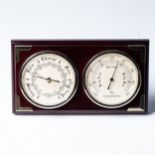 A BAROMETER AND THERMOMETER SET, MODERN The pair of matching dials 10cm in diameter on a stepped