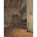 Arnout Van Gilst (Dutch 1898 - 1982): KITCHEN INTERIOR oil on canvas signedÂ  50 by 40, unframed *