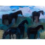 Theodore Waddell (American 1941 - ): HORSES No. 189 signed; signed and dated 1988 on the reverse oil