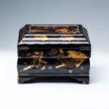 A JAPANESE GILT-LACQUERED BOX, TAISHO PERIOD, 1912-1926 23cm high, 34cm wide, 23cm deep