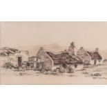 Otto Klar (South African 1908 - 1994): DWELLING signed conte on paper 20 by 32cm excluding frame;