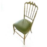 A GREEN PAINTED BALLROOM CHAIR, 20TH CENTURY The back incorporating turned baluster spindles