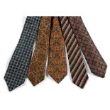 A GROUP OF THREE CHRISTIAN DIOR GENTLEMAN'S TIES And two Yves Saint Laurent ties *NOTE: This lot