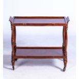 A MAHOGANY DINNER TROLLEY, MODERN With a dished rectangular top and the border incorporating