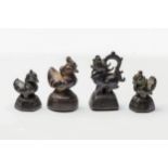 A SET OF FOUR BURMESE BRONZE OPIUM WEIGHTS To include: Three duck type 'hintha bird' weights and