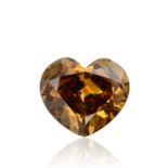 A HEART SHAPE DIAMOND 7,67 CARATS Colour Fancy Dark Orangy Brown clarity I1 accompanied by a GIA