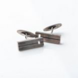 A PAIR OF SILVER CUFFLINKS, DANISH Rectangular with open section