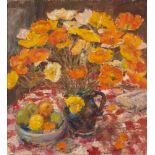 Marguerite Kaufmann (South African 1930 - ): POPPIES oil on board signed 55 by 49cm excluding frame;