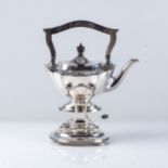 AMERICAN SILVER TEA KETTLE ON STAND WITH BURNER