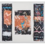 Durant Basi Sihlali (South Africa 1935 - 2004): UNTITLED, triptych embossed signature pigments on