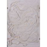 A MARBLE WALL PANEL Carved in relief with an abstract motif, maker's mark inscribed to the reverse