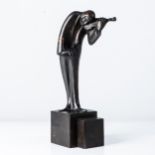 A BRONZE FIGURE OF A VIOLIN PLAYER Raised on a shaped base, impressed mark and inscribed BLANSKO