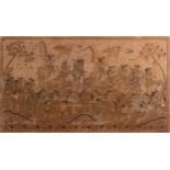 A BALINESE KAMASAN PAINTING The rectangular field painted with a procession of figures holding