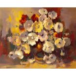 Gian-Piero Garizio (South African 1931 - ): STILL LIFE WITH FLOWERS signed oil on board 59,5 by 74,