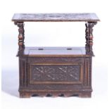 A CARVED OAK TWO-TIER STAND IN 17TH CENTURY TASTE, LATE 19TH CENTURY The removeable rectangular