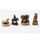 A COLLECTION OF CHINESE SEALS Comprising: A recumbent horse and her filly on an oval base carved