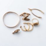 A COLLECTION OF JEWELLERY Including: a bangle, pair of cufflinks and other pieces, 9ct gold  (6)