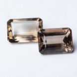 A PAIR OF SMOKEY QUARTZ 66,80 CARATS Emerald-cut  (2)