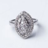 A DIAMOND DRESS RING Pavé-set to the center with round brilliant-cut diamonds, the surround channel