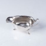 SMALL SILVER SAUCEBOAT  Makers mark indecipherable,