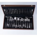 CANTEEN OF GERMAN STAINLESS STEEL CUTLERY Modern, with beaded borders, comprising: 12 table forks,