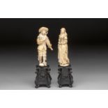 A PAIR OF FRENCH IVORY FIGURES OF A CAVALIER AND A LADY, POSSIBLY DIEPPE, LATE 19TH CENTURY Each