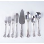 A SET OF KINGS PATTERN ELECTROPLATE FLATWARE  20th century, comprising: 6 table forks, 6