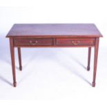 A MAHOGANY SIDE TABLE, 20TH CENTURY The rectangular top with moulded edge above a pair of frieze