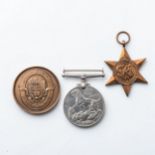 A COLLECTION OF MILITARIA including two medals and a medallion  (3)