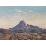 D. Poolman (South African 20th Century) LANDSCAPE WITH MOUNTAIN