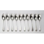 TWO GEORGE III OLD ENGLISH PATTERN SILVER DESSERT SPOONS, THOMAS WILKES BARKER, LONDON, 1807