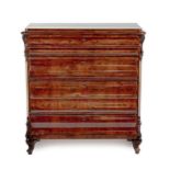 A VICTORIAN FLAME MAHOGANY CHEST OF DRAWERS